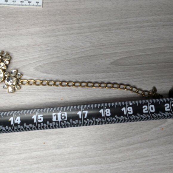 Vintage J Crew Signed Statement Bib Necklace Gold Tone Chain w/Lobster Claw - Picture 12 of 13